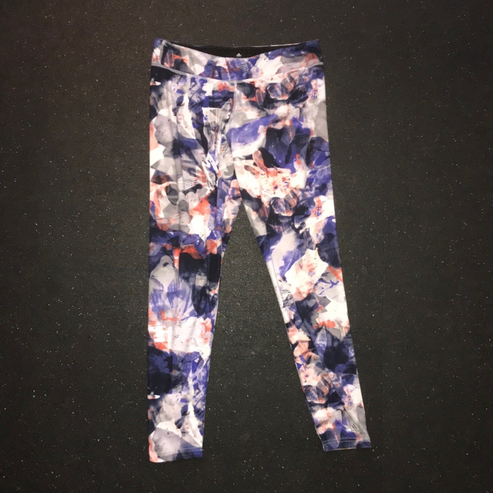 Blue and orange adidas leggings